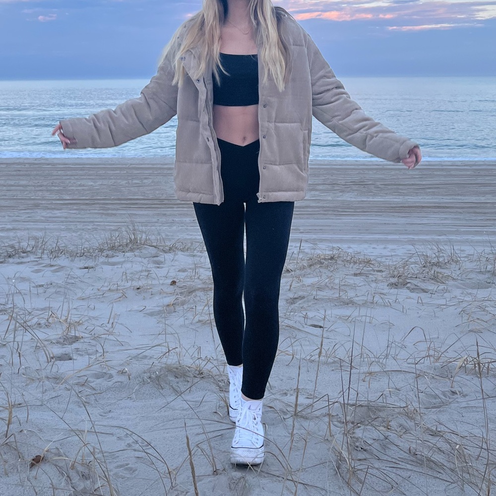 Corduroy puffer coat